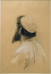 Bearded Young Man with Cap in Lost Profile